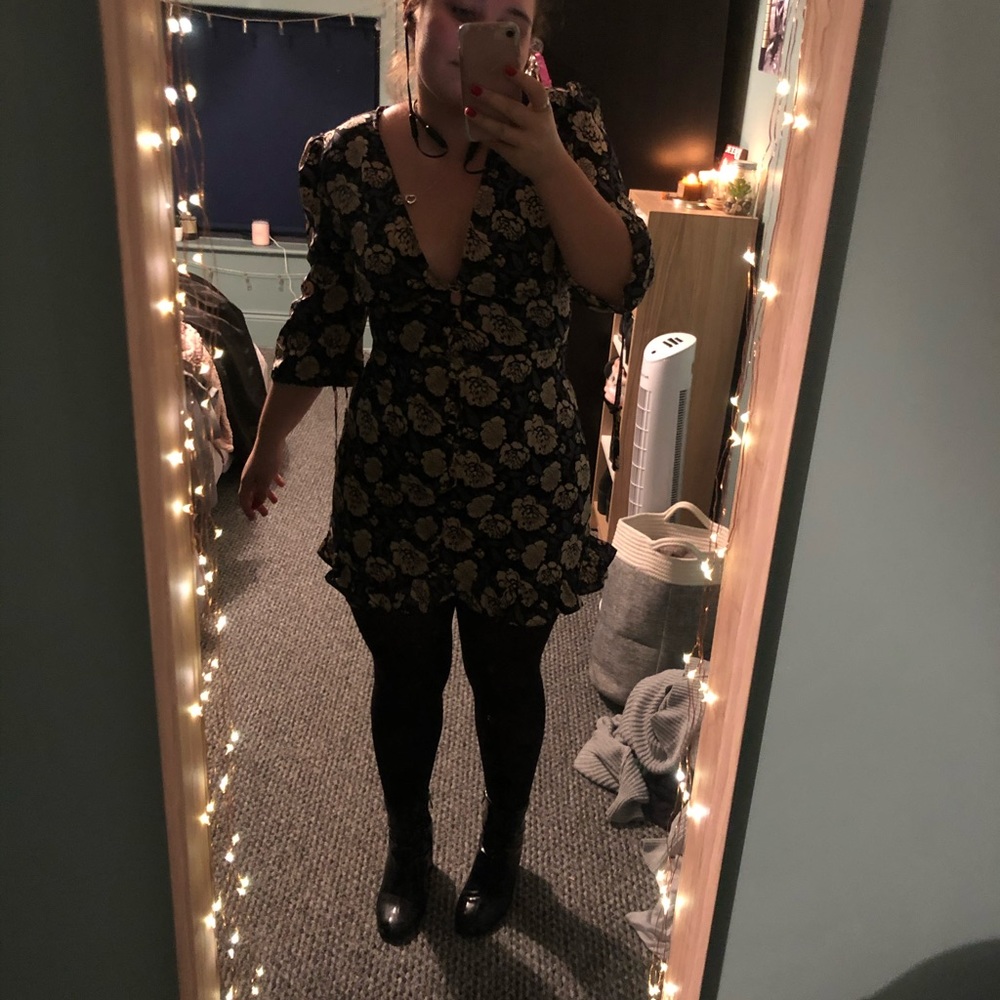 Nasty Gal Floral Button Up Dress